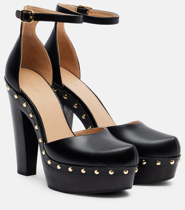  Chloe Chloe Lola Studded Leather Platform Pumps 