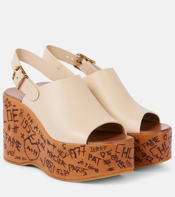  Chloe Chloe Maxime Debossed Leather Wedges 