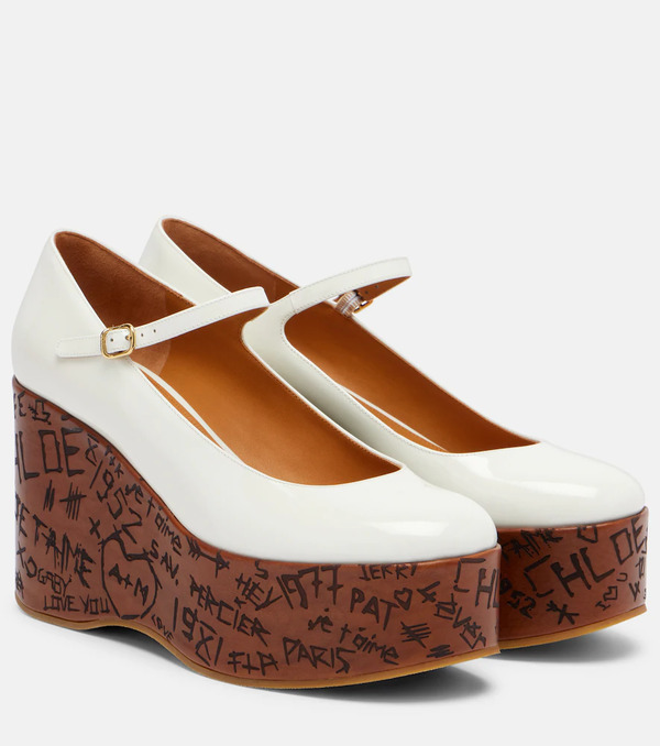  Chloe Chloe Maxime Leather Mary Jane Wedge Pumps 
