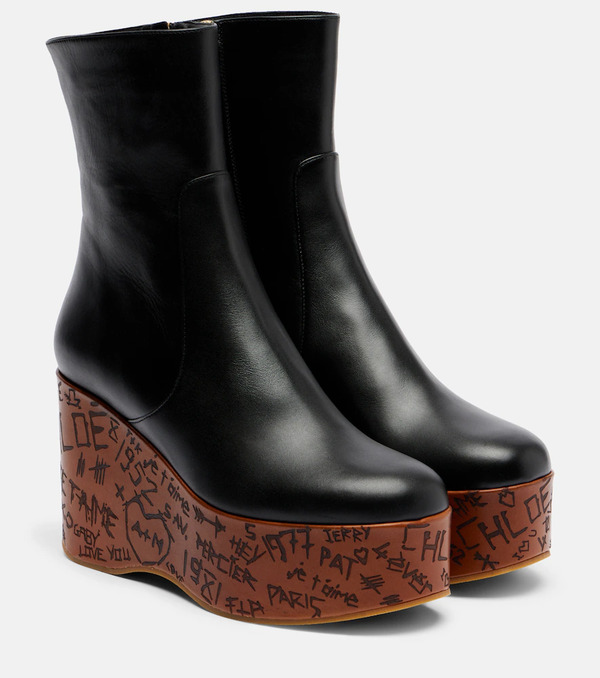  Chloe Chloe Maxime Leather Wedge Ankle Boots 