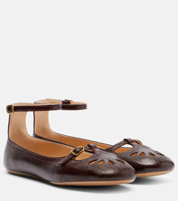  Chloe Chloe Misty Cutout Leather Ballet Flats 