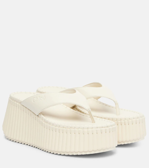  Chloe Chloe Nama Leather Platform Thong Sandals 