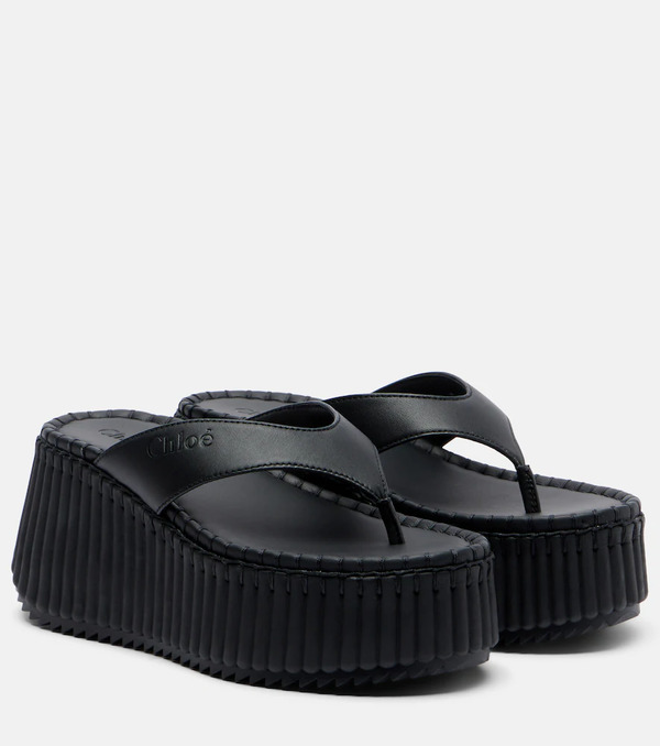  Chloe Chloe Nama Leather Platform Thong Sandals 