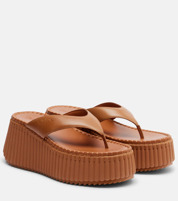  Chloe Chloe Nama Leather Platform Thong Sandals 
