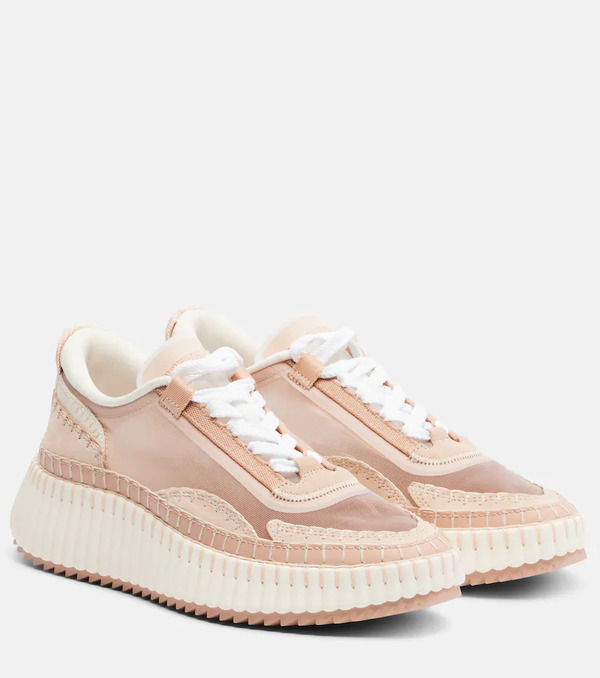  Chloe Chloe Nama Leather-trimmed Platform Sneakers 
