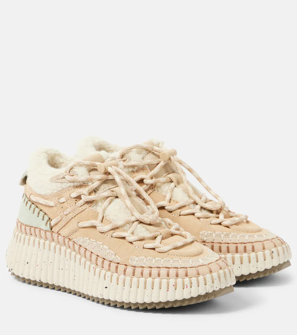  Chloe Chloe Nama Shearling-lined Suede Sneakers 