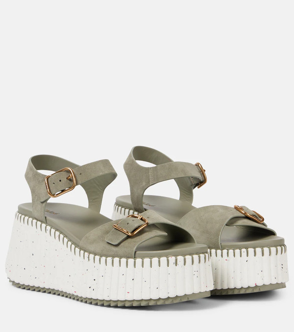  Chloe Chloe Nama Suede Platform Sandals 