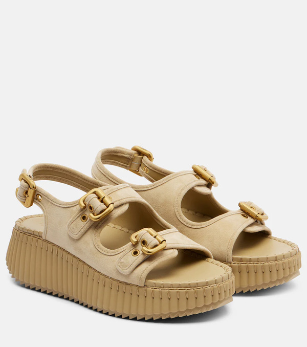  Chloe Chloe Nama Suede Platform Sandals 