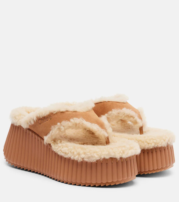  Chloe Chloe Nama 80 Suede Platform Thong Sandals 