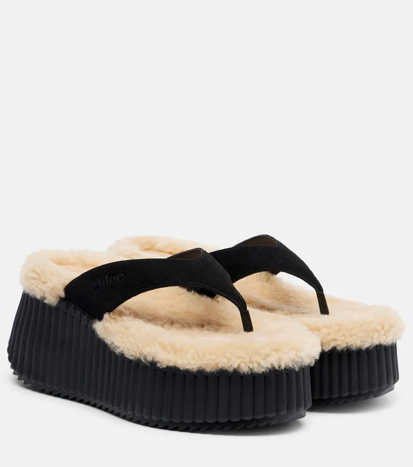  Chloe Chloe Nama 80 Suede Platform Thong Sandals 