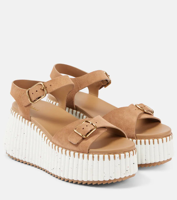  Chloe Chloe Nama Suede Wedge Sandals 