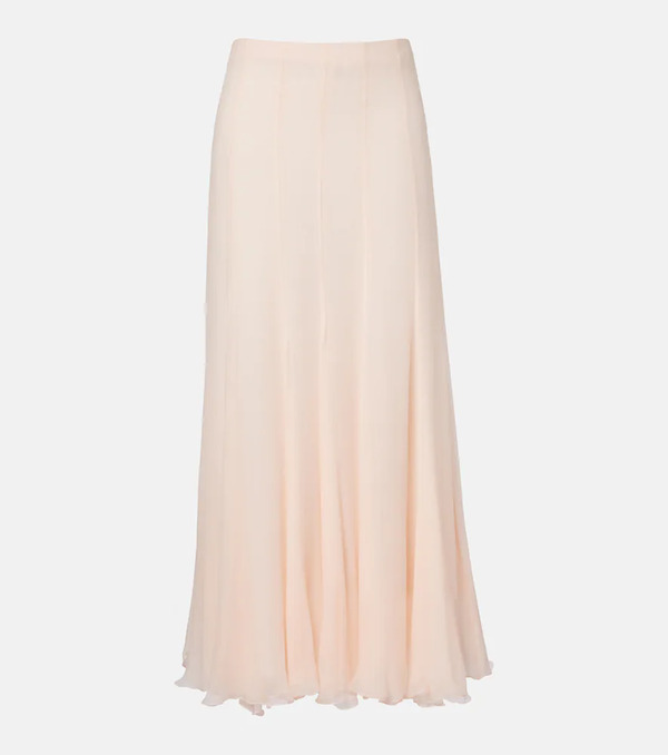  Chloe Chloe Pleated Silk Muslin Maxi Skirt 