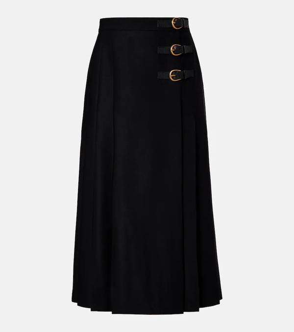  Chloe Chloe Pleated Virgin Wool Midi Skirt 