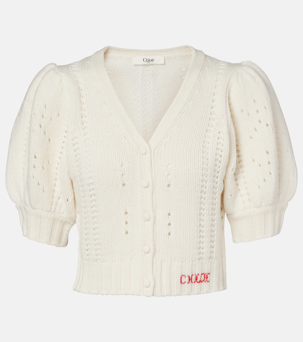  Chloe Chloe Pointelle Wool And Cashmere Cardigan 