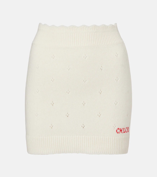  Chloe Chloe Pointelle Wool And Cashmere Miniskirt 