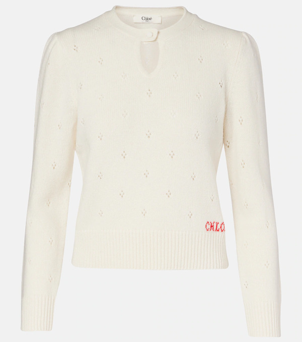  Chloe Chloe Pointelle Wool And Cashmere Sweater 