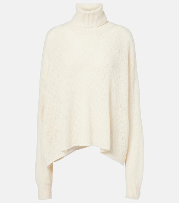  Chloe Chloe Pointelle Wool-blend And Silk Turtleneck Sweater 