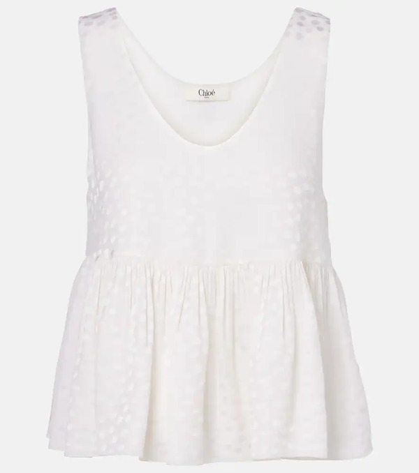  Chloe Chloe Polka-dot Peplum Silk Top 
