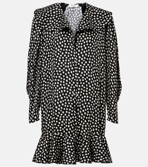  Chloe Chloe Polka-dot Silk Jacquard Minidress 