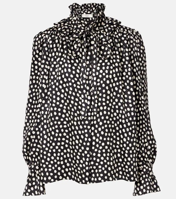  Chloe Chloe Polka-dot Tie-neck Silk Blouse 