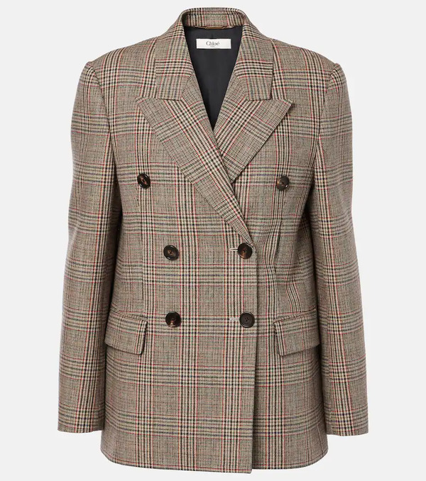  Chloe Chloe Prince Of Wales Check Wool-blend Blazer 