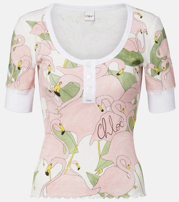  Chloe Chloe Printed Cotton-blend Henley Shirt 