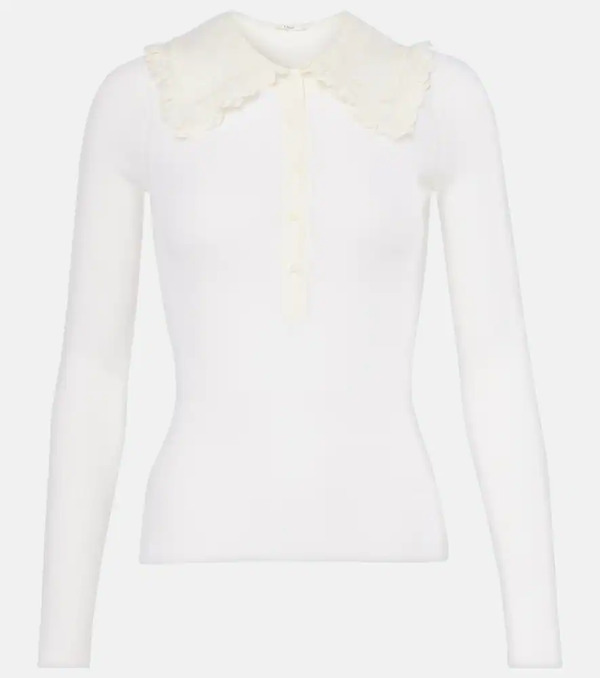  Chloe Chloe Ribbed-knit Wool Henley Shirt 