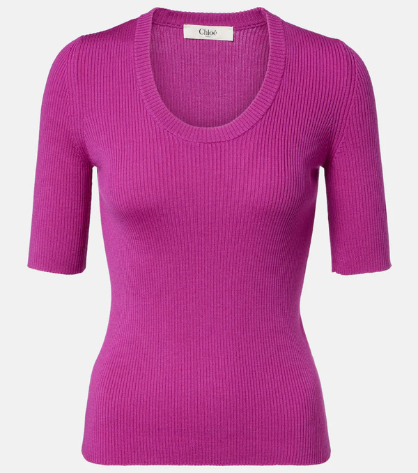  Chloe Chloe Ribbed-knit Wool Top 