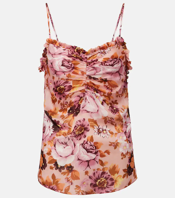  Chloe Chloe Ruched Floral Silk Camisole 