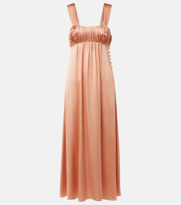  Chloe Chloe Ruched Silk Satin Maxi Dress 