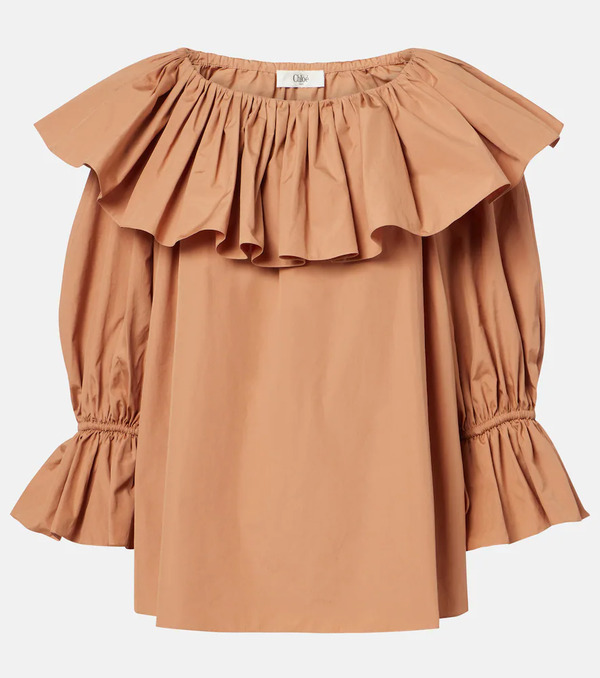  Chloe Chloe Ruffled Cotton Poplin Blouse 
