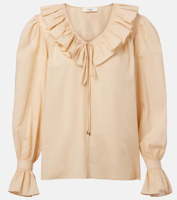  Chloe Chloe Ruffled Cotton Voile Blouse 