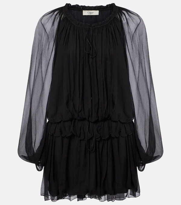  Chloe Chloe Ruffled Draped Silk Minidress 