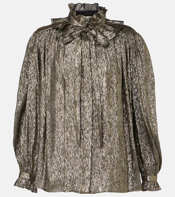  Chloe Chloe Ruffled Lame Silk-blend Blouse 