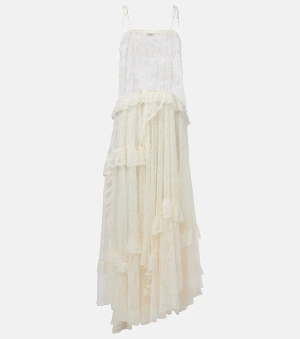  Chloe Chloe Ruffled Sheer Lace Maxi Dress 