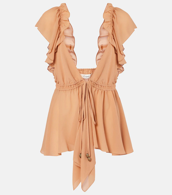  Chloe Chloe Ruffled Silk Chiffon Top 