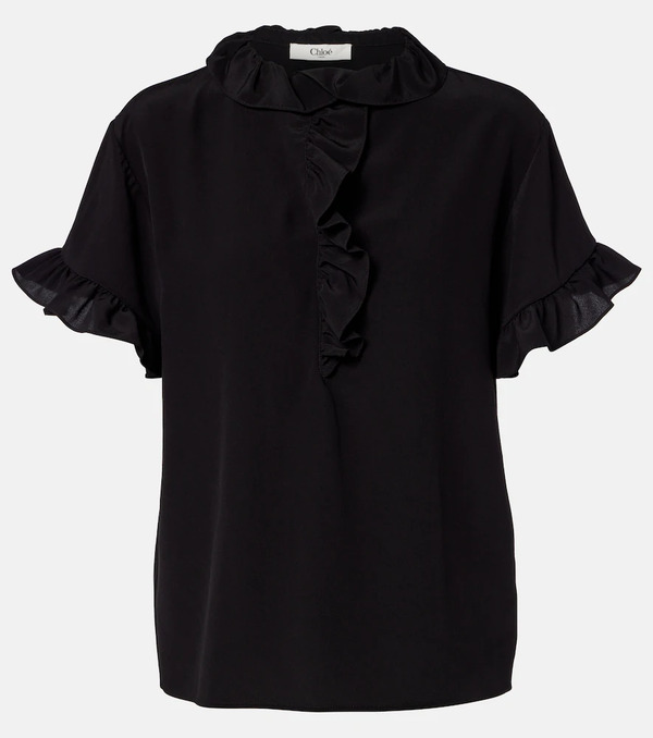  Chloe Chloe Ruffled Silk Crepe De Chine Top 