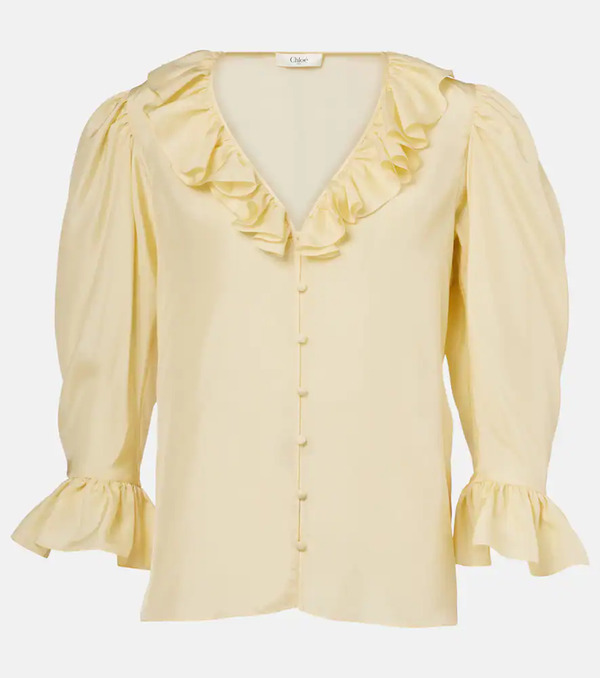  Chloe Chloe Ruffled Silk Habutai Blouse 