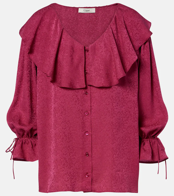  Chloe Chloe Ruffled Silk Jacquard Blouse 