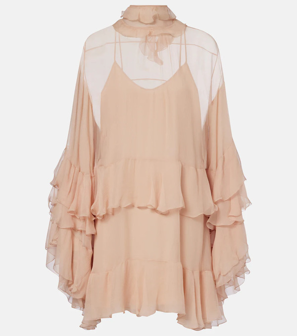  Chloe Chloe Ruffled Silk Muslin Minidress 