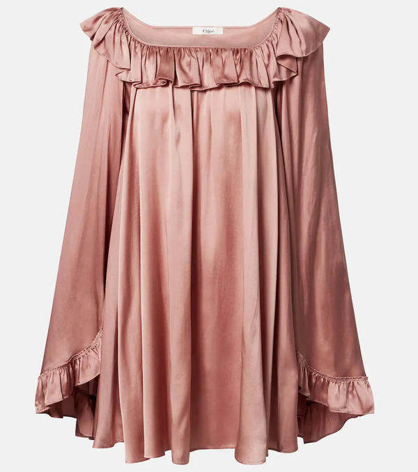  Chloe Chloe Ruffled Silk Satin Minidress 