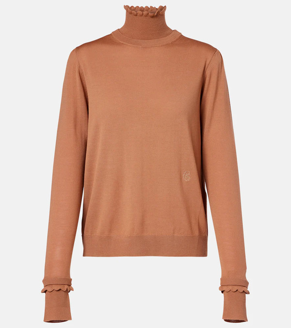  Chloe Chloe Ruffled Wool Turtleneck Sweater 