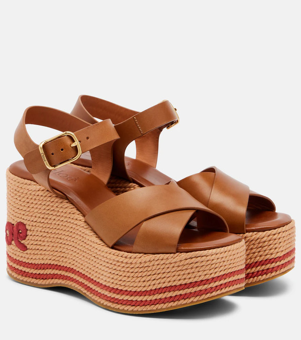  Chloe Chloe Chloe Sand Leather Wedge Sandals 