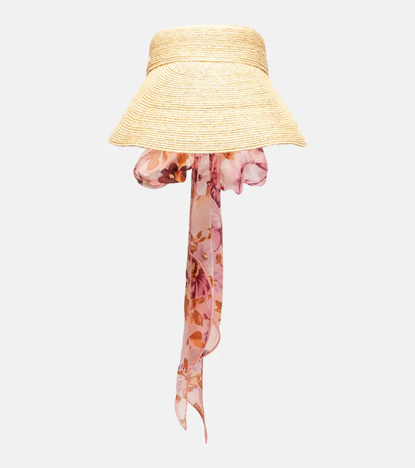 Chloe Chloe Scarf-detail Raffia Visor 