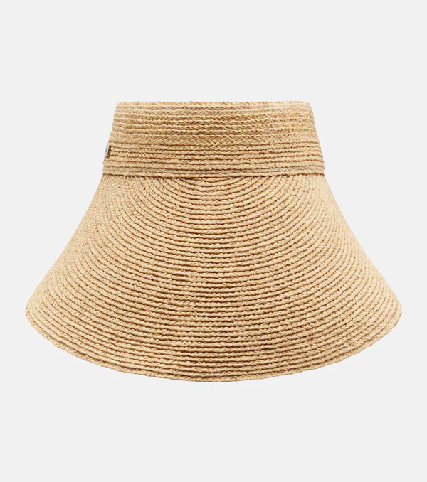  Chloe Chloe Silk-trimmed Raffia Visor 