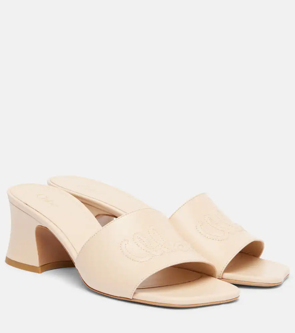  Chloe Chloe Chloe Soleil 55 Logo Leather Mules 