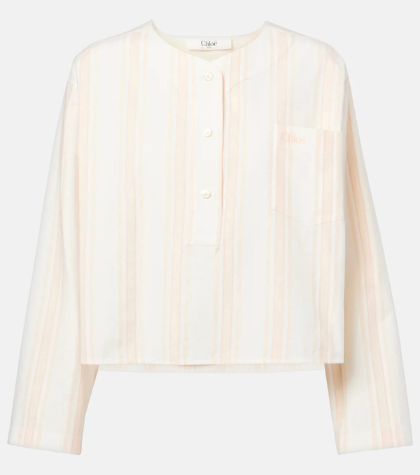  Chloe Chloe Striped Cotton Crop Top 