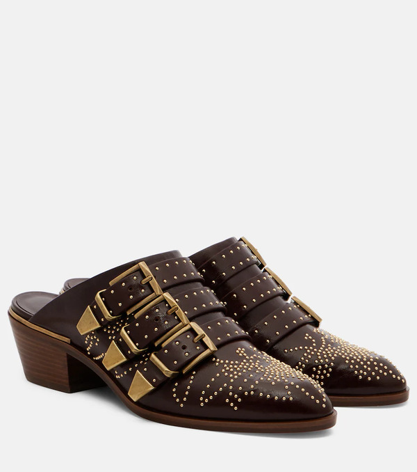  Chloe Chloe Susan Studded Leather Mules 