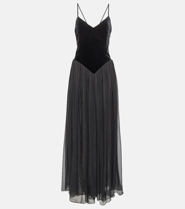  Chloe Chloe Velvet And Silk Maxi Dress 