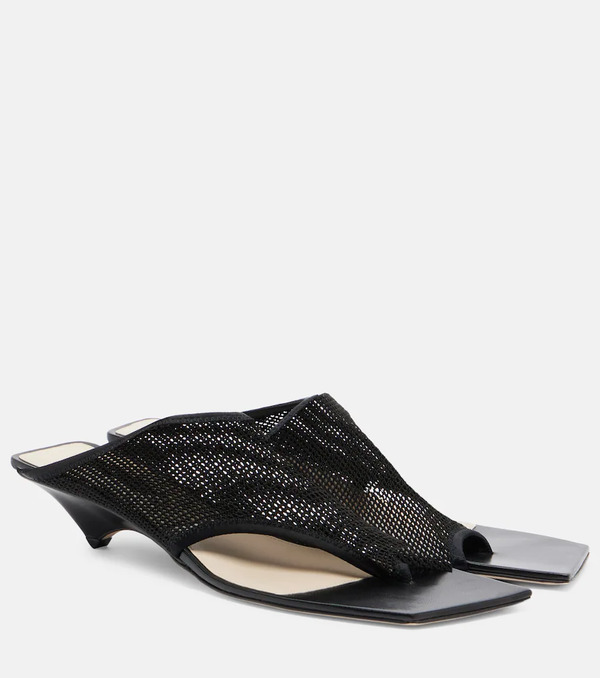  Christen Christen Edge Stretch Leather-trimmed Mesh Mules 